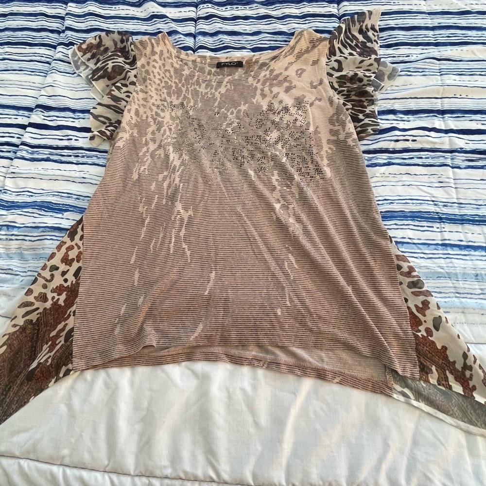 FYLO Brown Leopard Print Blouse